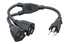 Premium 1 In 2 Out AC Power Outlet Splitter Cord - Outlet Extension Space Saving