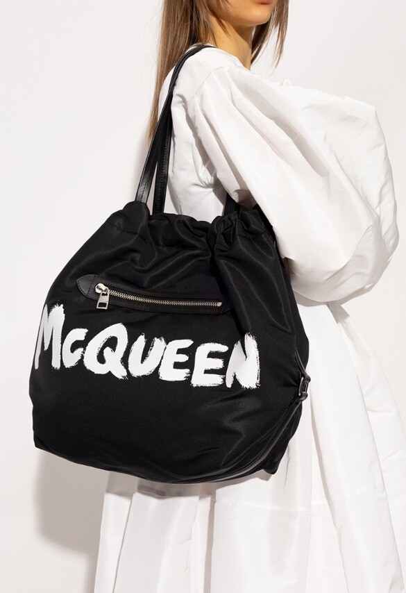 ALEXANDER McQUEEN The Bundle Logo Drawstring Tote Bag in ALEXANDER McQUEEN The Bundle Logo Drawstring Tote Bag in