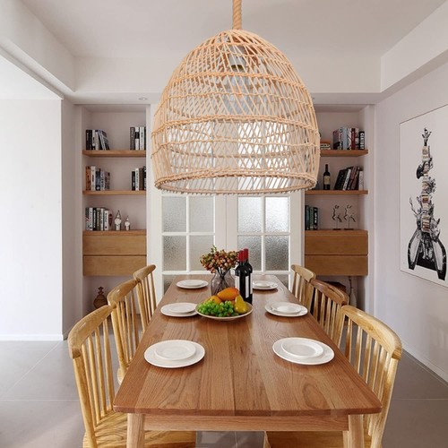 Rattan Woven Pendant Light Shades Handmade Hanging Lamp Crafts Ceiling Lampshade - Bild 8 von 15