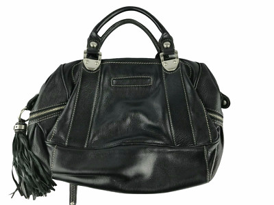B. Makowsky Handbag Shoulder Bag.  Black.  Zippers.  Rectangular.  Zip Top.