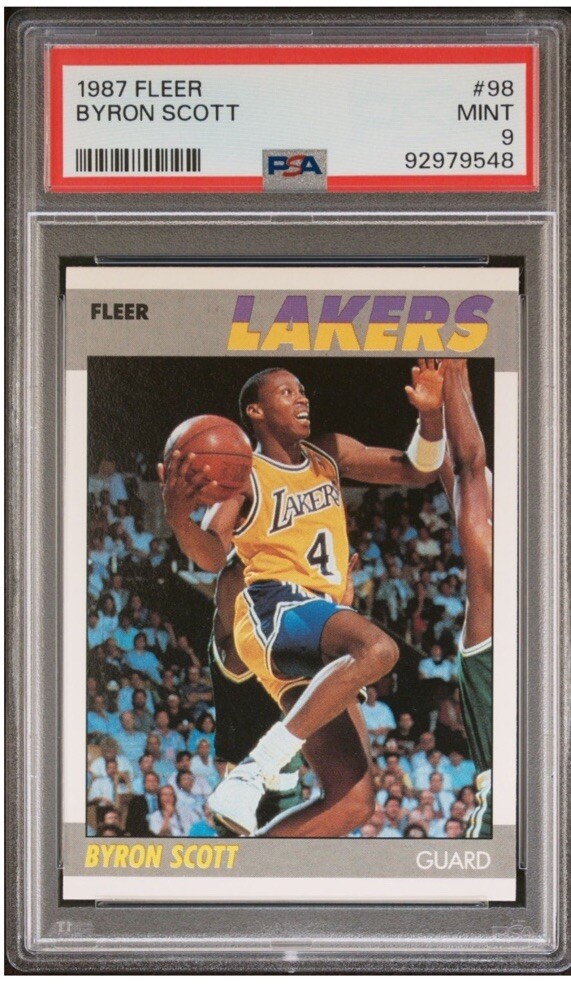 1987 Fleer Basketball #98 Byron Scott Los Angeles Lakers Mint PSA 9