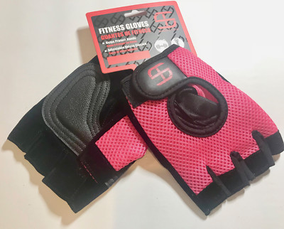 NWT SHRED & TONE Fitness Gloves! Size Small 1/2 finger PINK  size LARGE
