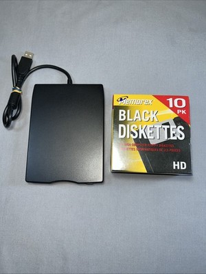 Targus PA905U External Floppy Disk Drive USB Working + 10 PK Black Diskettes 3.5