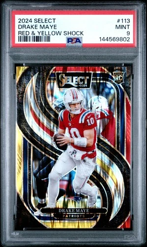 2024 PANINI SELECT RED & YELLOW SHOCK #113 DRAKE MAYE ROOKIE RC PSA 9