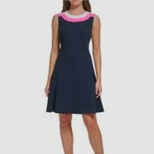 Tommy Hilfiger NWT Navy Colorblock Fit and Flare Dress Size 10 NEW