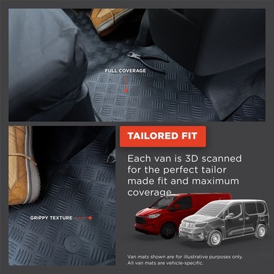 JVL Black Rubber Front Floor Mat For Vauxhall Vivaro 2014+ – With 4 Clips-235673