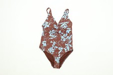 M&S Women's Swimsuit Size UK Brown Floral Adjustable Strap New