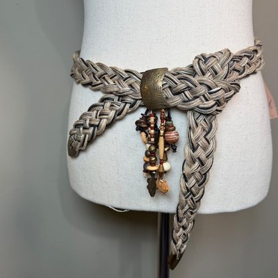 Vintage Marjorie Baer Braided Leather Statement Belt Wearable Art Adjustable Vintage Marjorie Baer Handmade in San Francisco Braided Belt  main image 3