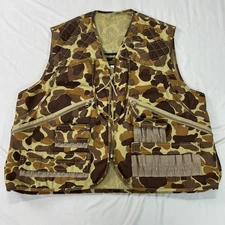 Vintage Gamehide Hunting Vest Mens XL Canvas Shooting Camouflage Fowl Pocket