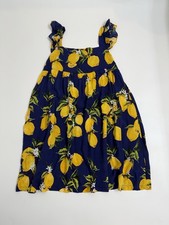 Davi & Dani Lemon Print Tiered Dress Small NWT Blue Yellow Babydoll Summer