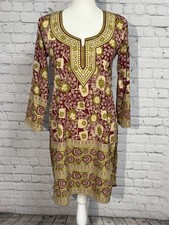 Sharif Red and Green Patterned Long Sleeve Kurta