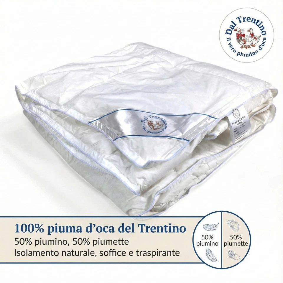 Piumino d'Oca Trentino, Piumone Invernale, 100% Piuma d'Oca Naturale, Imbottitur - Immagine 2 di 4
