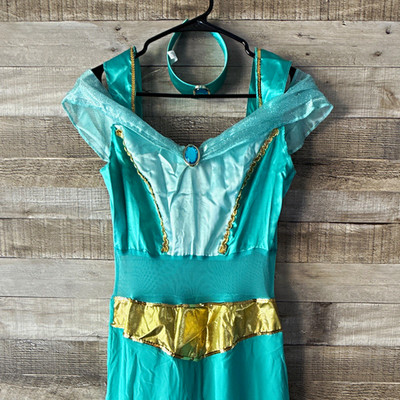 Princess Jasmine Turquoise/Gold Complete Outfit Costume Elastic/Stretch Jumpsuit