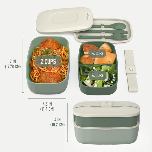 Classic - Adult Bento Box, Stackable 3-Compartment Lunch Box with Removable U... - Picture 6 of 7