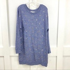 Victoria's Secret Womens Sweatshirt Small Blue Beaded Oversized Shirt