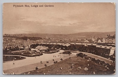 Plymouth Hoe Lodge and Gardens Devon Vintage Sepia View