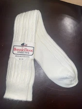 Vintage Bonnie Doon Knee Hi’s Socks Knee High SURREY White Medium Size 8 - 9.5