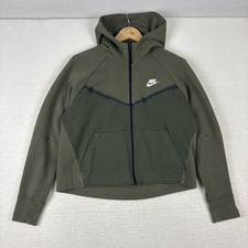 Nike Tech Fleece Hoodie Womens Medium Green Full Zip Jacket Sweatshirt Athletic