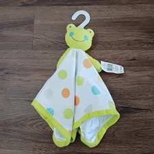 New Baby Starters Frog Security Blanket Lovey Plush White Green Polka Dots
