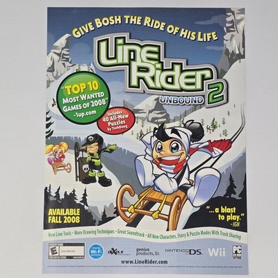 Line Rider 2 Unbound Nintendo DS NDS Wii Give Bosh Print Ad/Poster