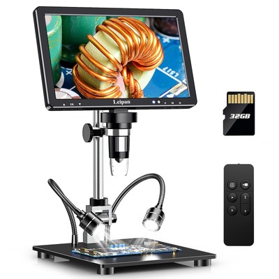 DM12 Digital Soldering Microscope 2000X, 10.1'' Coin Microscope with 32GB TF C...