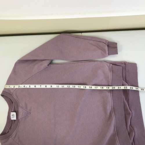 Sudadera raglán cuello redondo LB Collection para mujer pequeña lavanda pulóver alta-baja - Imagen 9 de 11