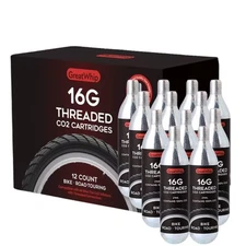 GreatWhip 16g Threaded CO2 Cartridges for Bike Tires 12 Count