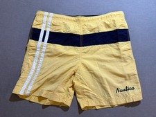 Nautica Swim Trunks Mens Yellow Spell Out Line Drawstring Adult 36x7.