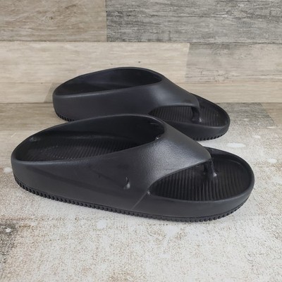 Nike Calm Womens Flip Flop Sandals Sz 9 Black Rubber Comfort Slip On Open Toe