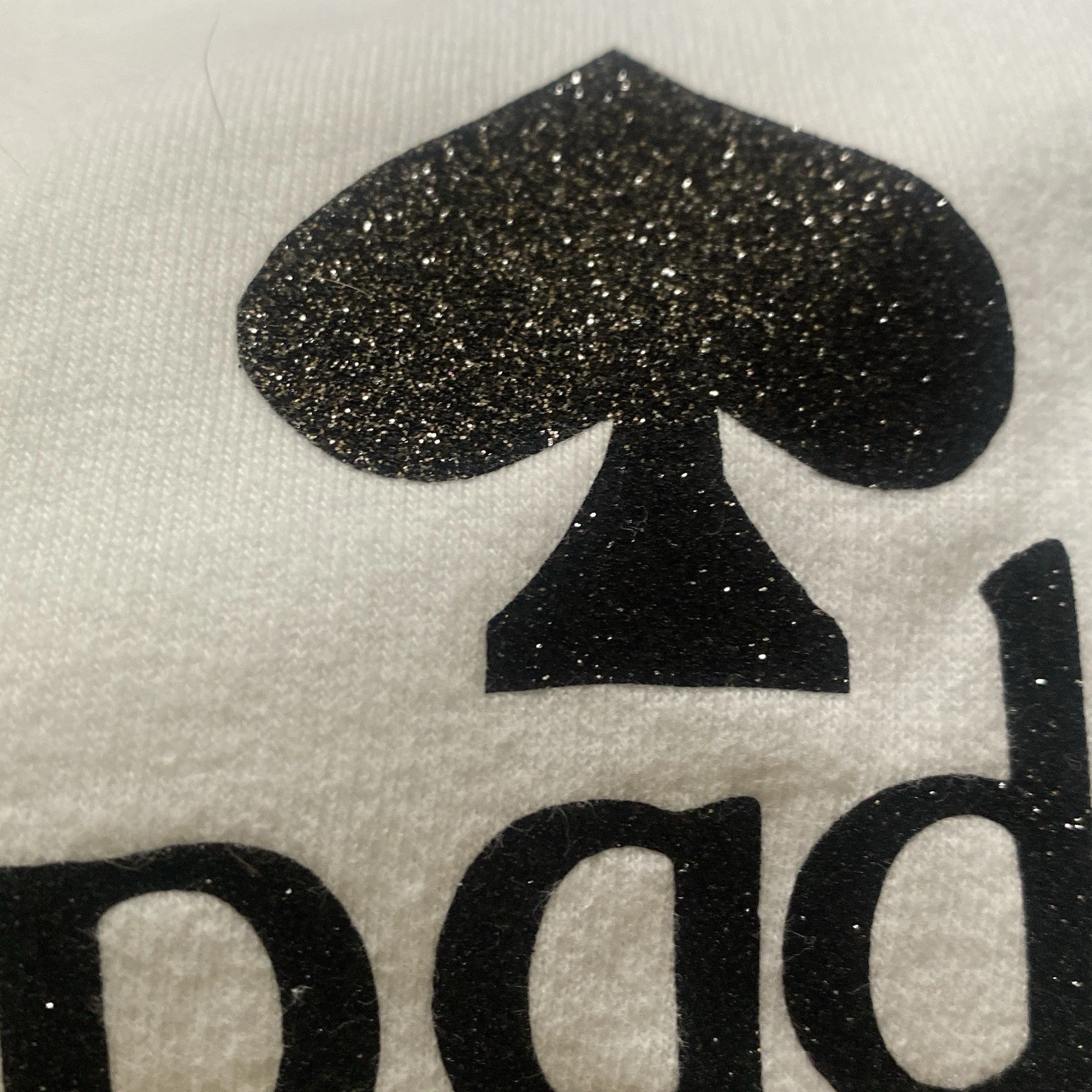 Felpa con cappuccio Kate Spade grafica bianca nera scintillante cotone *vestibilità grande come media*