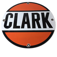 Vintage Clark Gasoline Sign - Porcelain Service Station Gas Pump Plate Sign