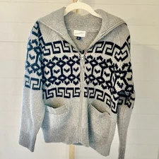 Universal Thread Women's Zip-Up Cardigan - Heather Gray Zig Zag XS NWT