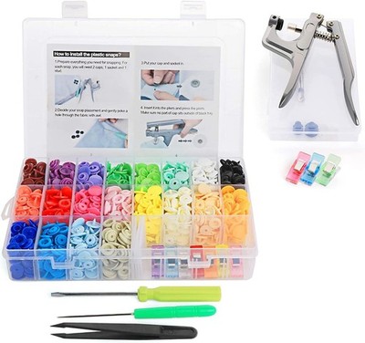 Lemonfilter Snap Button with Snap Pliers Kit, 400 Sets Snap Fastener T5 Plastic 