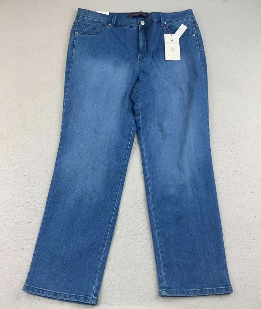 Womens 16 Blue Flat Front Straight Leg Nwt