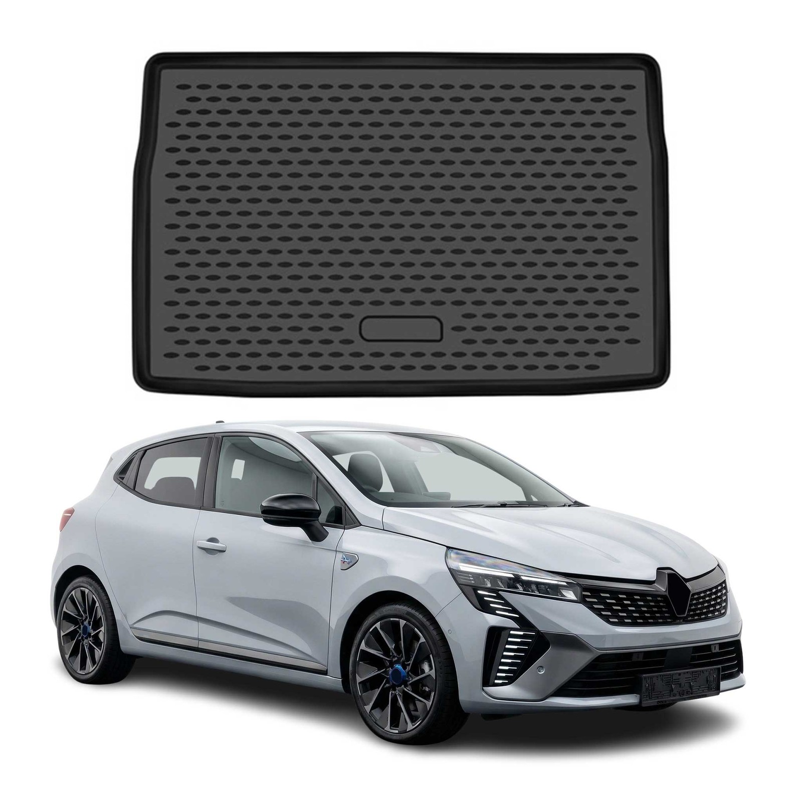 Tapis de coffre pour Renault Clio V Hybrid en caoutchouc TPE noir OMAC