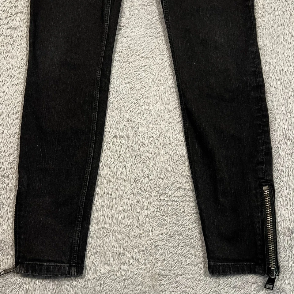 Pantalones de mezclilla Burberry Brit Burrington para mujer 28x27 negros con cremallera tobillos 5 bolsillos LEER Foto 3 de 4