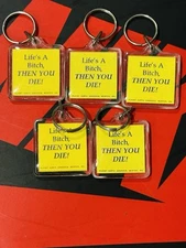 Lot Of 5 Vintage Meme Double Sided Keychains By Planet Earth Graphics (90’s)