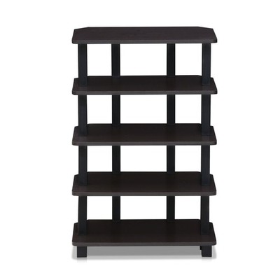 5-Tier Corner Storage Shelf Espresso/Black for Living Room Fill W/ Dead Space