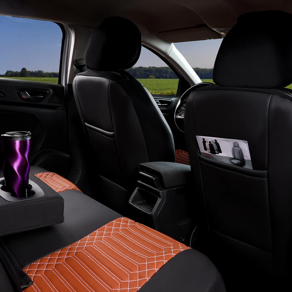 Coprisedili adatti per Mini Clubman dall'anno 2007 in nero/cannella set Dallas - Immagine 4 di 4