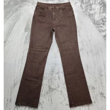 DG2 Diane Gilman Jeans Women 10T TALL Brown High Rise Straight Leg Stretch Denim