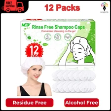 Shampoo Caps No Rinse Waterless Hair Washing Shower Caps 12 Packs For Elderly