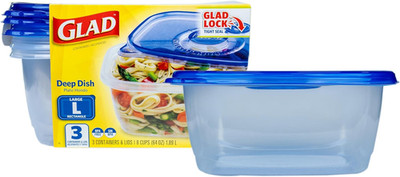 Glad Gladware Deep Dish Food Storage Containers with Lids, Large Rectangle BPA F