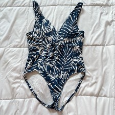 Anne Cole Swimwear Swimsuit One Piece Womens Size 12 Blue Tropical Beach Summer