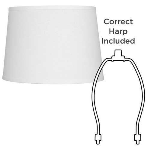 Hardback Drum Tapered Lamp Shade White Medium 12x14x10 Spider Harp and Finial - Picture 6 of 7