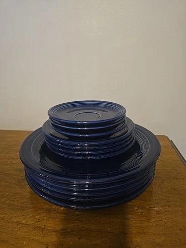Fiestaware Homer Laughlin Cobalt Blue 6 Plates, 4 Salad, 3 Dinner Roll Plates