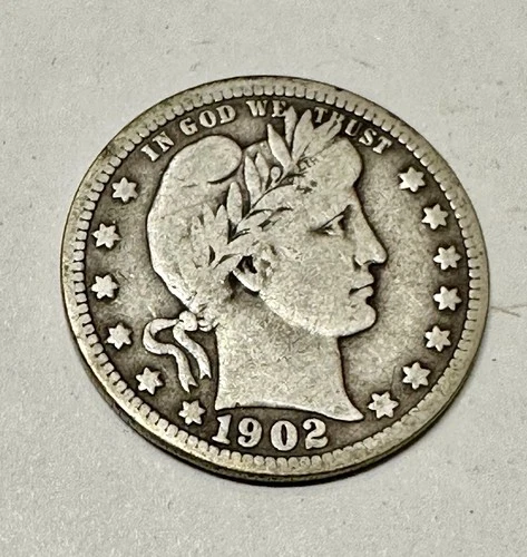 1902 Barber Quarter. 90% Silver. Good Condition. Charity Auction. ￼