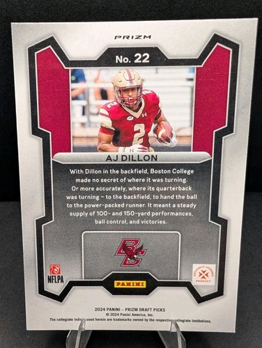 2024 Panini Prizm Draft Picks - Red Cracked Ice #22 AJ Dillon - Picture 2 of 2