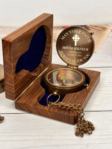 Compass,First Communion Gift,Confirmation Gift,Baptism Gift,Religious - Picture 2 of 2