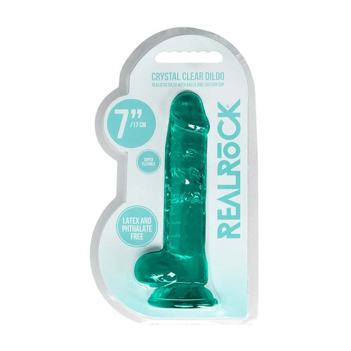 Shots Real Rock Crystal Clear 7 Inch Dildo With Balls - Turquoise - Picture 3 of 6
