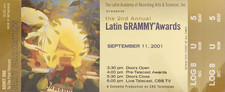 Latin Grammy Awards Ticket September 11, 2001 9/11 - Christina Aguilera - Sanz